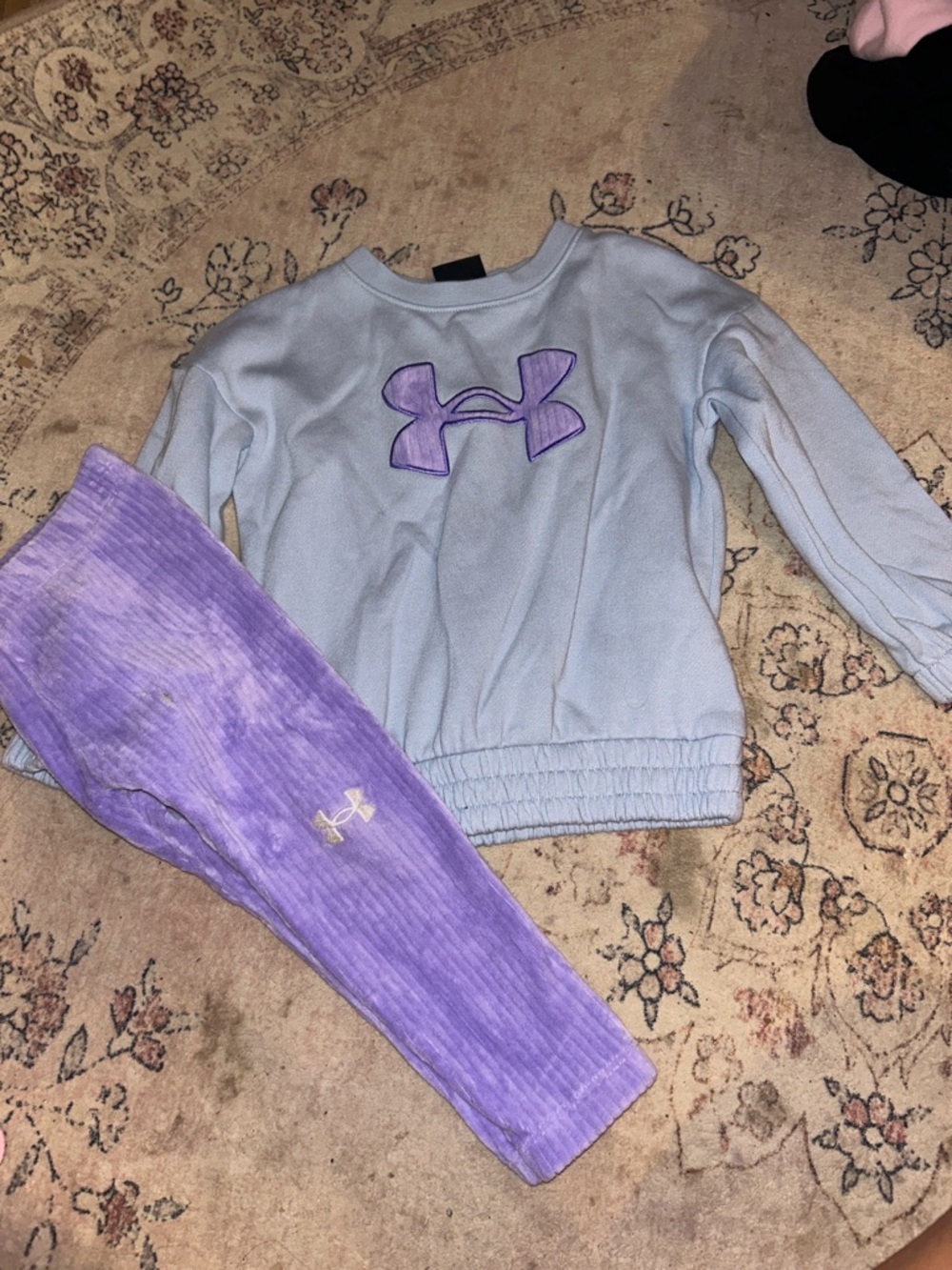 Under Armour Light Blue Sweatshirt with Purple Logo & Purple Leggings